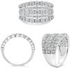 WIDE 1.04CT DIAMOND 14KT WHITE GOLD ROUND GRADUATING MULTI ROW ANNIVERSARY RING