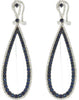 LARGE 2.42CT DIAMOND & AAA SAPPHIRE 14KT WHITE GOLD ELONGATED CLIP ON EARRINGS