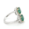 LARGE 4.64CT DIAMOND & AAA EMERALD 18KT 2 TONE GOLD SQUARE HALO CRISS CROSS RING