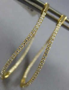 ESTATE .47CT DIAMOND 18K YELLOW GOLD INSIDE OUT OVAL SWIRL HOOP HANGING EARRINGS