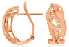 WIDE .15CT DIAMOND 14KT ROSE GOLD 3D MATTE & SHINY FUN CLIP ON HANGING EARRINGS