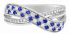 .29CT DIAMOND & AAA SAPPHIRE 14KT WHITE GOLD ROUND MULTI ROW CRISS CROSS RING