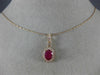 ESTATE 1.15CT DIAMOND & AAA OVAL RUBY 14KT ROSE GOLD 3D CLASSIC FLOATING PENDANT