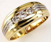 ESTATE .50CT DIAMOND 14KT YELLOW GOLD 3D ROUND THREE STONE CLASSIC MENS RING