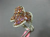 ESTATE LARGE 3.25CT WHITE & PINK DIAMOND 18K WHITE & ROSE BUTTERFLY FLOWER RING