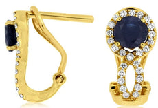 1.44CT DIAMOND & AAA SAPPHIRE 14KT YELLOW GOLD 3D INFINITY HALO CLIP ON EARRINGS