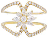 WIDE .80CT DIAMOND 14K YELLOW GOLD 3D ROUND & MARQUISE FLOWER LOVE KNOT FUN RING