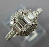 ESTATE 1.29CT DIAMOND 14K WHITE GOLD BAGUETTE & ROUND HALO ENGAGEMENT RING 26686
