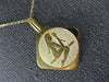 ESTATE 18K YELLOW GOLD 3D SQUARE HANDCRAFTED LADY ETCHED FLOATING PENDANT #25044