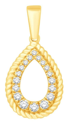 .23CT DIAMOND 14KT YELLOW GOLD ROUND CLASSIC OPEN TEAR DROP FUN FLOATING PENDANT