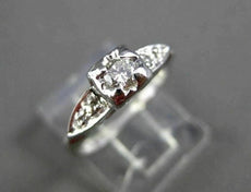 ANTIQUE OLD EURO MINE CUT DIAMOND 14KT WHITE GOLD FILIGREE PROMISE RING #11634