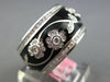 WIDE 1.23CT DIAMOND & BLACK ENAMEL 18K WHITE GOLD MULTI FLOWER ETERNITY FUN RING