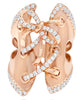 EXTRA LARGE .81CT DIAMOND 14KT ROSE GOLD DOUBLE KNOT CRISS CROSS BOW SHAPE RING