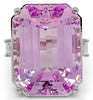 EXTRA LARGE 54.61CT DIAMOND & AAA KUNZITE 18K WHITE GOLD 3D 3 STONE CLASSIC RING