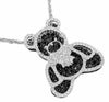 .93CT WHITE & BLACK DIAMOND 14KT WHITE GOLD 3D HAPPY TEDDY BEAR FLOATING PENDANT
