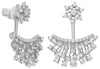 ESTATE 1.34CT DIAMOND 14KT WHITE GOLD 3D FLOWER STAR FUN HANGING EARRINGS