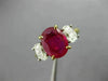 ESTATE 3.60CT DIAMOND & AAA RUBY 18K YELLOW GOLD & PLATINUM OVAL ENGAGEMENT RING