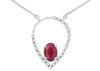 1.16CT DIAMOND & AAA RUBY 14K WHITE GOLD 3D OVAL & ROUND OPEN TEAR DROP NECKLACE