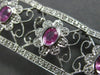 ESTATE WIDE 4.47CT DIAMOND & AAA PINK SAPPHIRE 14KT WHITE GOLD FLORAL BRACELET