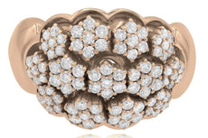 ESTATE LARGE 1.15CT DIAMOND 18KT ROSE GOLD 3D MULTI FLOWER BEZEL FUN RING