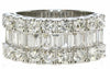 LARGE 2.39CT DIAMOND 18K WHITE GOLD 3D ROUND & BAGUETTE 3 ROW ANNIVERSARY RING