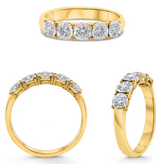 .39CT DIAMOND 14KT 2 TONE GOLD 3D CLASSIC ROUND 5 STONE WEDDING ANNIVERSARY RING