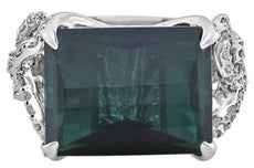 14.52CT DIAMOND & AAA TOURMALINE 18KT WHITE GOLD SQUARE & ROUND ENGAGEMENT RING