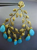 ESTATE EXTRA LARGE 1.25CT DIAMOND & TURQUOISE 18KT YELLOW GOLD HANGING EARRINGS