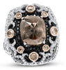 EXTRA LARGE 4.5CT WHITE BLACK CHOCOLATE FANCY DIAMOND 18K WHITE & ROSE GOLD RING