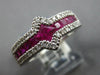 1.57CT DIAMOND & AAA RUBY 18KT WHITE GOLD 3D ROUND & PRINCESS DOUBLE V FUN RING