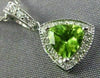 ESTATE .90CT DIAMOND & AAA PERIDOT 14K WHITE GOLD TRILLION HALO FLOATING PENDANT