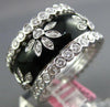 WIDE 1.44CT DIAMOND & BLACK ENAMEL 18K WHITE GOLD MULTI FLOWER ETERNITY FUN RING