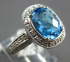 LARGE 3.49CT DIAMOND & AAA BLUE TOPAZ 14KT WHITE GOLD FILIGREE ENGAGEMENT RING