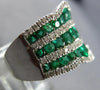LARGE 3.85CT DIAMOND & AAA EMERALD 18KT WHITE GOLD 3D MULTI ROW FUN RING #28047
