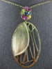 LARGE 2.90CT AAA MULTI COLOR SAPPHIRE 14KT YELLOW GOLD OVAL CRISS CROSS PENDANT