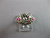 ANTIQUE ART DECO .16CT OLD MINE DIAMOND & AAA RUBY 18K WHITE GOLD 3D RING #27470