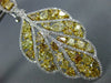 LARGE 11.29CT WHITE & FANCY YELLOW DIAMOND 18K 2 TONE GOLD LEAF HANGING EARRINGS