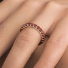 2.99CT AAA RUBY 14KT YELLOW GOLD 3D CLASSIC SHARED PRONG ETERNITY FUN LOVE RING