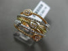 ESTATE WIDE .24CT DIAMOND 18KT TRI COLOR GOLD 3D MULTI ROW CRISS CROSS OVAL RING