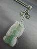 ANTIQUE LARGE .26CT DIAMOND & AAA JADE 18KT WHITE GOLD 3D HAND ETCHED EARRINGS