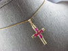 ESTATE 1.0CT AAA RUBY 14K YELLOW GOLD OVAL 5 STONE CROSS FLOATING PENDANT #27884