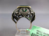 ANTIQUE LARGE 12CT MOCHA DIAMOND & AAA EMERALD 18K YELLOW GOLD & 925 SILVER RING