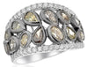 LARGE 3.80CT WHITE & MULTI COLOR MULTI SHAPE DIAMOND 18K WHITE & BLACK GOLD RING
