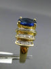 ESTATE 4.20CT DIAMOND & AAA SAPPHIRE 14KT YELLOW GOLD MULTI ROW ENGAGEMENT RING