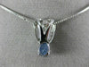 ESTATE .78CT DIAMOND & AAA OVAL SAPPHIRE 14K WHITE GOLD FLOATING PENDANT #11446