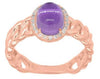 1.35CT DIAMOND & AAA AMETHYST 14KT ROSE GOLD 3D OVAL & ROUND LOVE KNOT FUN RING