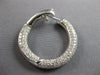 LARGE 3.40CT DIAMOND 18KT WHITE GOLD 3D MULTI ROW SIDEWAYS HOOP HANGING EARRINGS