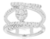 ESTATE 1CT DIAMOND 14KT WHITE GOLD CLUSTER MARQUISE SHAPE CRISS CROSS LOVE RING