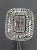 5.59CT DIAMOND 18K WHITE GOLD 3D ROUND & BAGUETTE BALLERINA SQUARE COCKTAIL RING