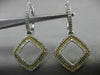 ESTATE .75CT WHITE & FANCY YELLOW DIAMOND 14K GOLD SQUARE HANGING EARRINGS